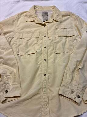 L.L.Bean Women's Tropicwear Long-Sleeve Fishing Shirt, Size L Regular, Yellow